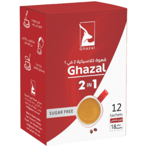 قهوة غزال Ghazal سريعة التحضير 2 في 1 12 اظرف
